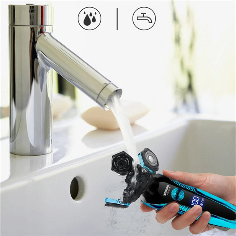 ZOZEN Electric Razor Electric Shaver Washable Rechargeable Body Hair Clipper Shaving Machine for Men Beard Trimmer Wet Dry Use