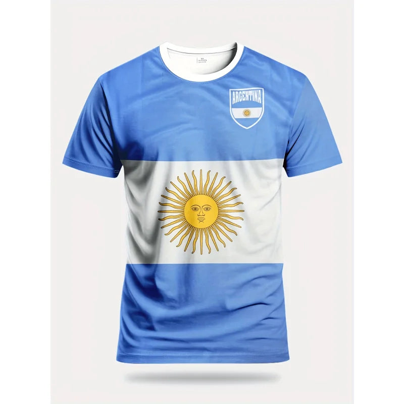 Argentina Flag T-Shirt – 3D Print | Loose Fit | Kids & Adults | 100cm to 6XL