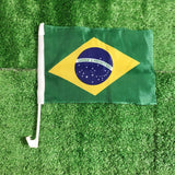 Brazil Car Flag 30x45cm – Waving Fan Banner with Plastic Pole | World Cup 2026 | Seleção
