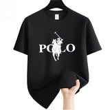 Men's Summer Fashion Brand Clothing Ralph Laurent polo Casual Business Shorts  Loose Sleeve Versatile Round Neck T-Shirt  Breathable T-Shirt