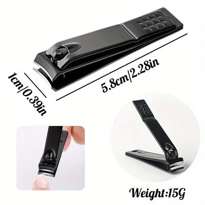 black stainless steel nail clipper with nano glass file polishing nail file manicure tool set