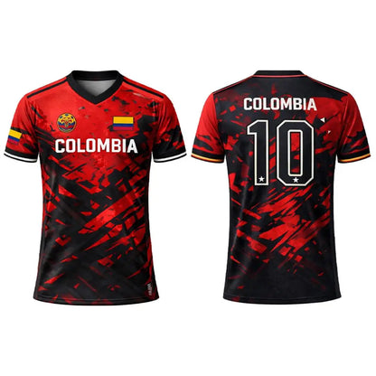 2026 New Columbia Flag Print Soccer Jersey Men's Breathable Sports V-neck T-Shirt Unisex Training Casual Streetwear Fan Gift Top
