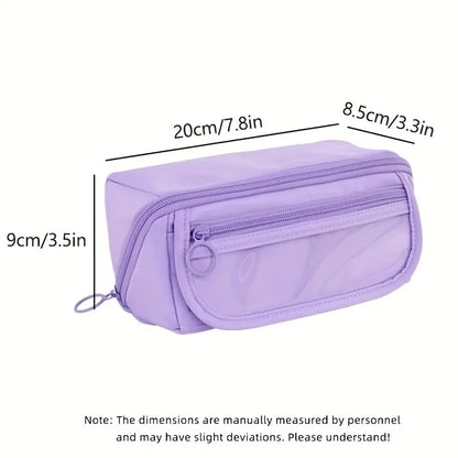 Pencil Case Organizer - Multi-Compartment Desktop Storage for School & Office Supplies ( Pink/Purple/Black)