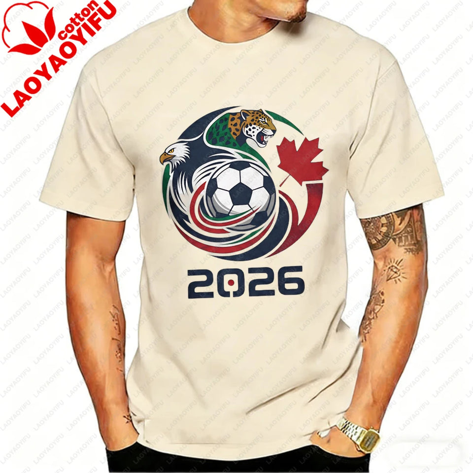 World Cup 2026 Soccer T-Shirt – USA Canada Mexico | Eagle & Jaguar Graphic Tee | XS to XXXL
