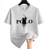 Men's Summer Fashion Brand Clothing Ralph Laurent polo Casual Business Shorts  Loose Sleeve Versatile Round Neck T-Shirt  Breathable T-Shirt