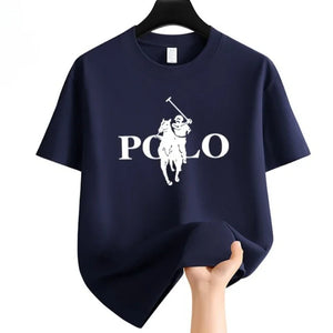 Men's Summer Fashion Brand Clothing Ralph Laurent polo Casual Business Shorts  Loose Sleeve Versatile Round Neck T-Shirt  Breathable T-Shirt