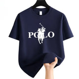 Men's Summer Fashion Brand Clothing Ralph Laurent polo Casual Business Shorts  Loose Sleeve Versatile Round Neck T-Shirt  Breathable T-Shirt