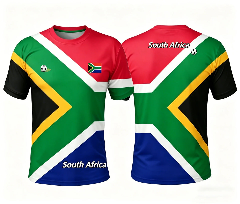South Africa Football T-Shirt – 3D Flag Print | Loose Fit | Unisex | S to 6XL