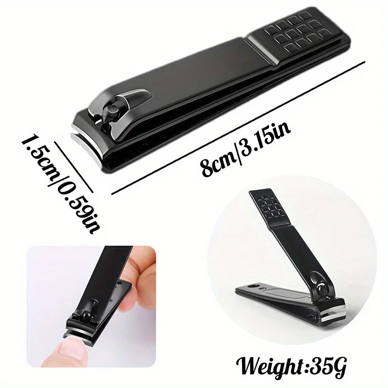 black stainless steel nail clipper with nano glass file polishing nail file manicure tool set