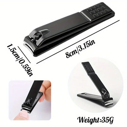 black stainless steel nail clipper with nano glass file polishing nail file manicure tool set