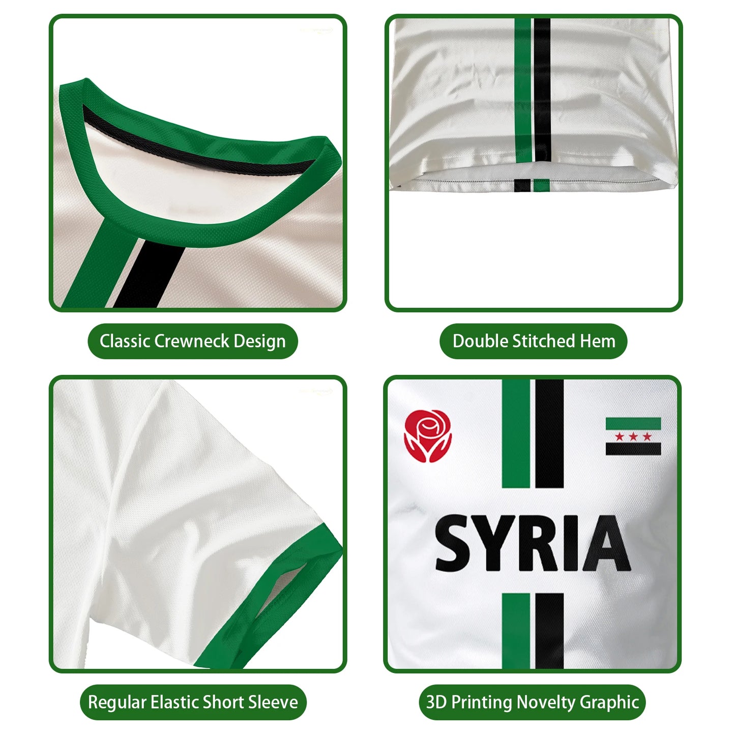 Syria Football Jersey T-Shirt 2026 – Syrian Flag | Oversized | Kids & Adults | World Cup Fan