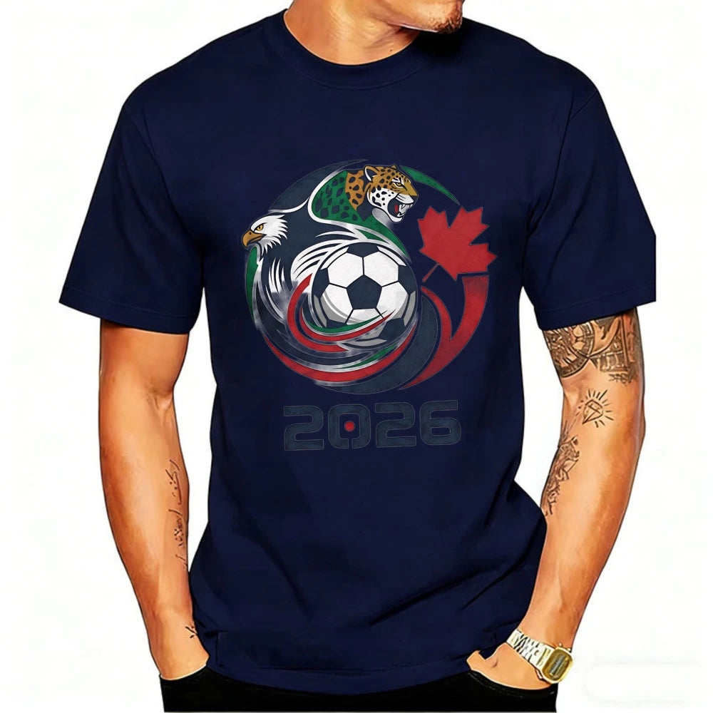 World Cup 2026 Soccer T-Shirt – USA Canada Mexico | Eagle & Jaguar Graphic Tee | XS to XXXL