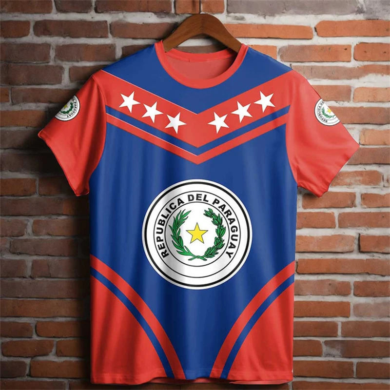 Paraguay Flag 3D Print T-Shirt 2026 – National Emblem Graphic Tee | Unisex | Kids & Adults (100-160, XXS-6XL)