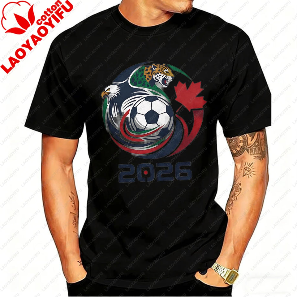 World Cup 2026 Soccer T-Shirt – USA Canada Mexico | Eagle & Jaguar Graphic Tee | XS to XXXL