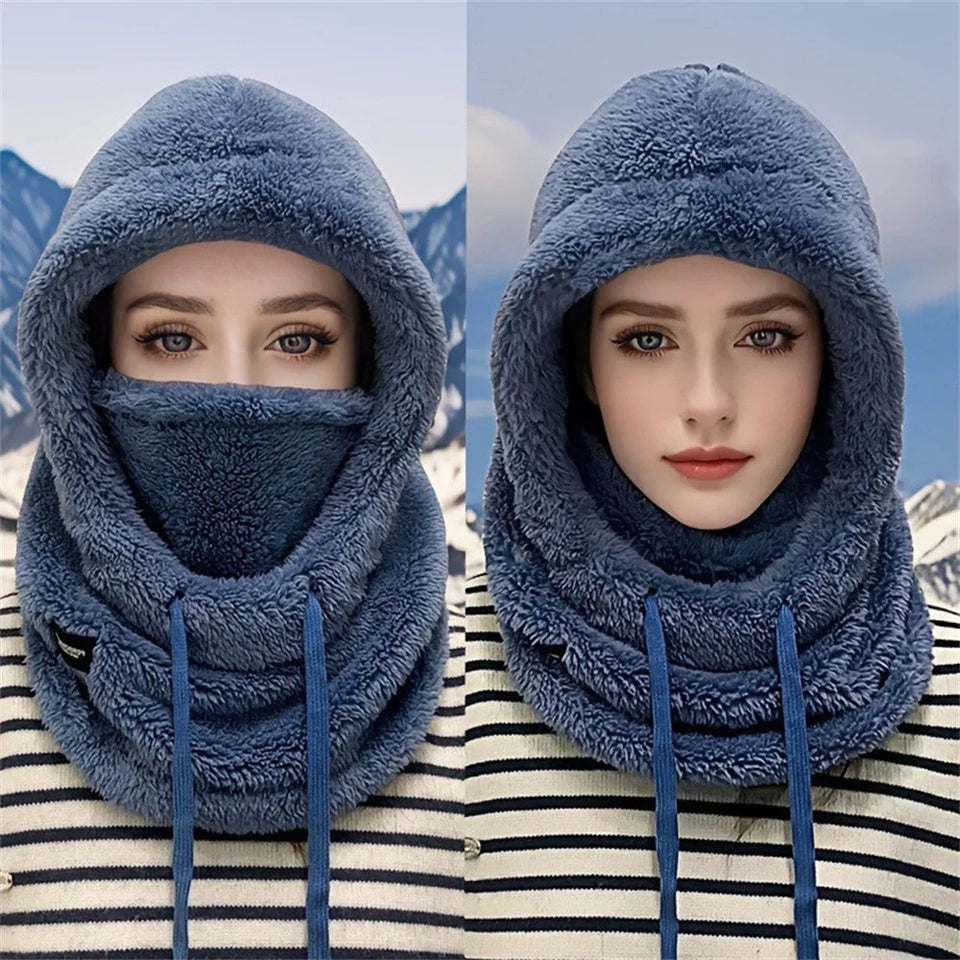 Winter Faux Fur Hat with Removable Face Mask – Windproof Cotton Trapper Hat for Men & Women (5 Colors)