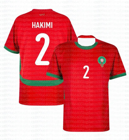 Morocco 2026 Home Jersey – Hakimi No.2 | Men's & Kids' Football Fan Outfit | Breathable Polyester | S-6XL