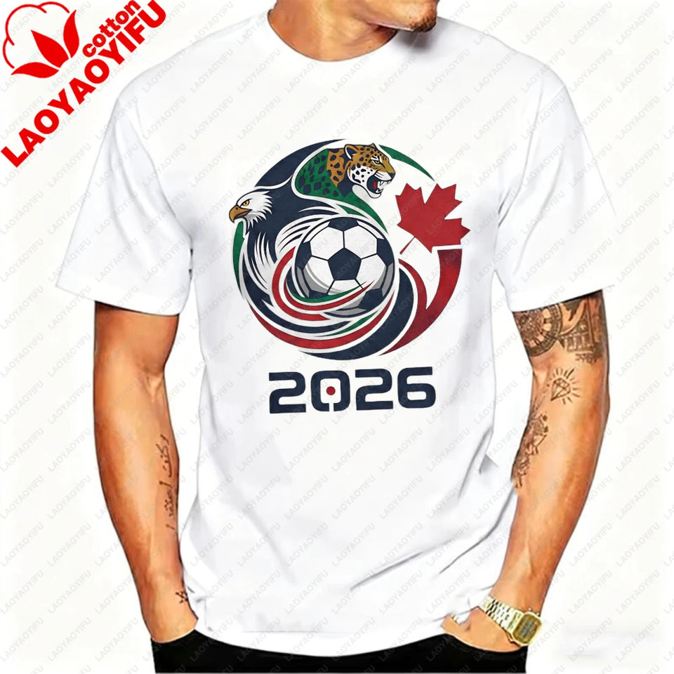 World Cup 2026 Soccer T-Shirt – USA Canada Mexico | Eagle & Jaguar Graphic Tee | XS to XXXL