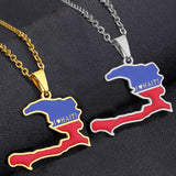 Fashion Best-selling Stainless Steel Enamel Haiti Necklace Unisex Geometric Titanium Steel Pendant Couple Necklaces