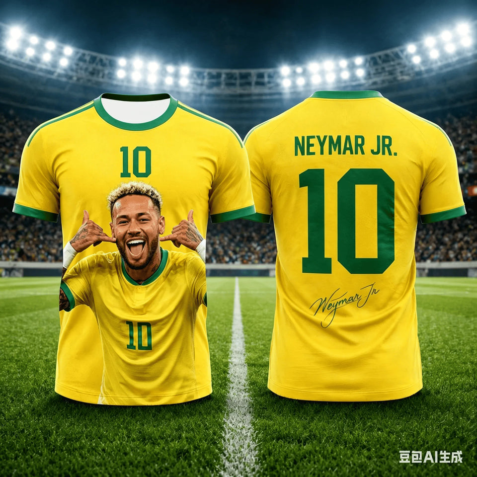 Brasil 2026 Neymar 3D Print Football Jersey – Quick-Dry Fan Outfit | Adults & Kids | XXS-6XL