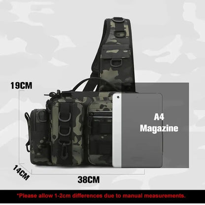 Fishing Tackle Backpack – Multi-Pocket Nylon Sling Bag with Rod Holder for Fly Fishing & Outdoor Travel