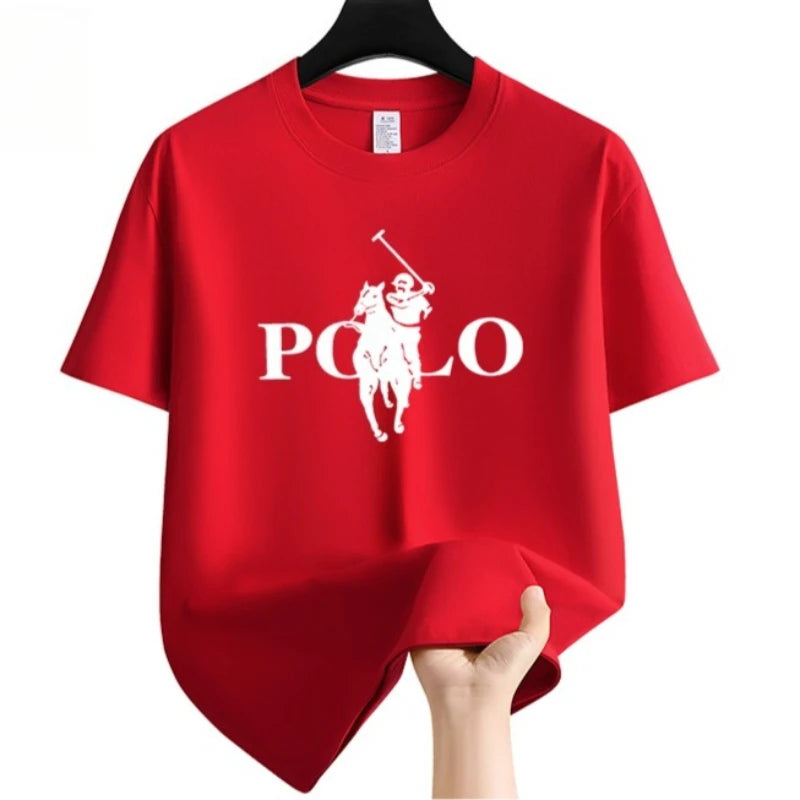 Men's Summer Fashion Brand Clothing Ralph Laurent polo Casual Business Shorts  Loose Sleeve Versatile Round Neck T-Shirt  Breathable T-Shirt