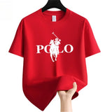 Men's Summer Fashion Brand Clothing Ralph Laurent polo Casual Business Shorts  Loose Sleeve Versatile Round Neck T-Shirt  Breathable T-Shirt