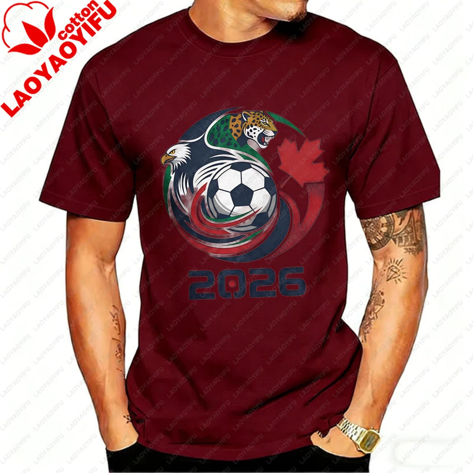 World Cup 2026 Soccer T-Shirt – USA Canada Mexico | Eagle & Jaguar Graphic Tee | XS to XXXL