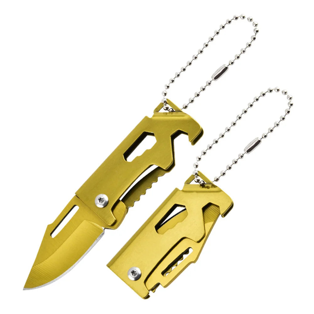 Key Chain Pendant Compact Bottle Opener Pocket Knife Outdoor Folding Knife For Camping Fishing Keyring