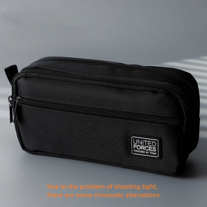 portable three-layer large capacity pencil bag boy canvas pen case school office supplies storage bag waterproof stationery bag