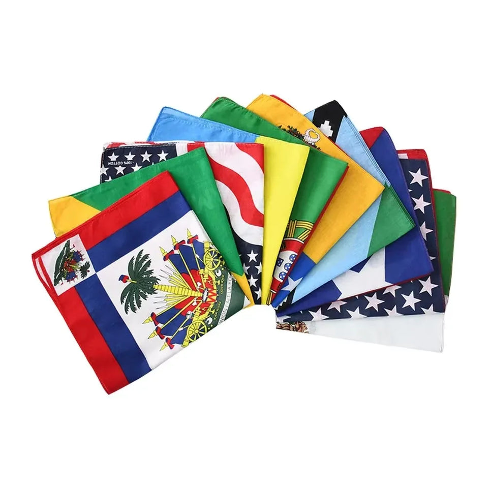 100% Cotton Haitian Flag Punk Scarf for Men and Women Headbands Dancing Hair Masks Outdoor Sports Fishing UV 21.6 - 21.6in