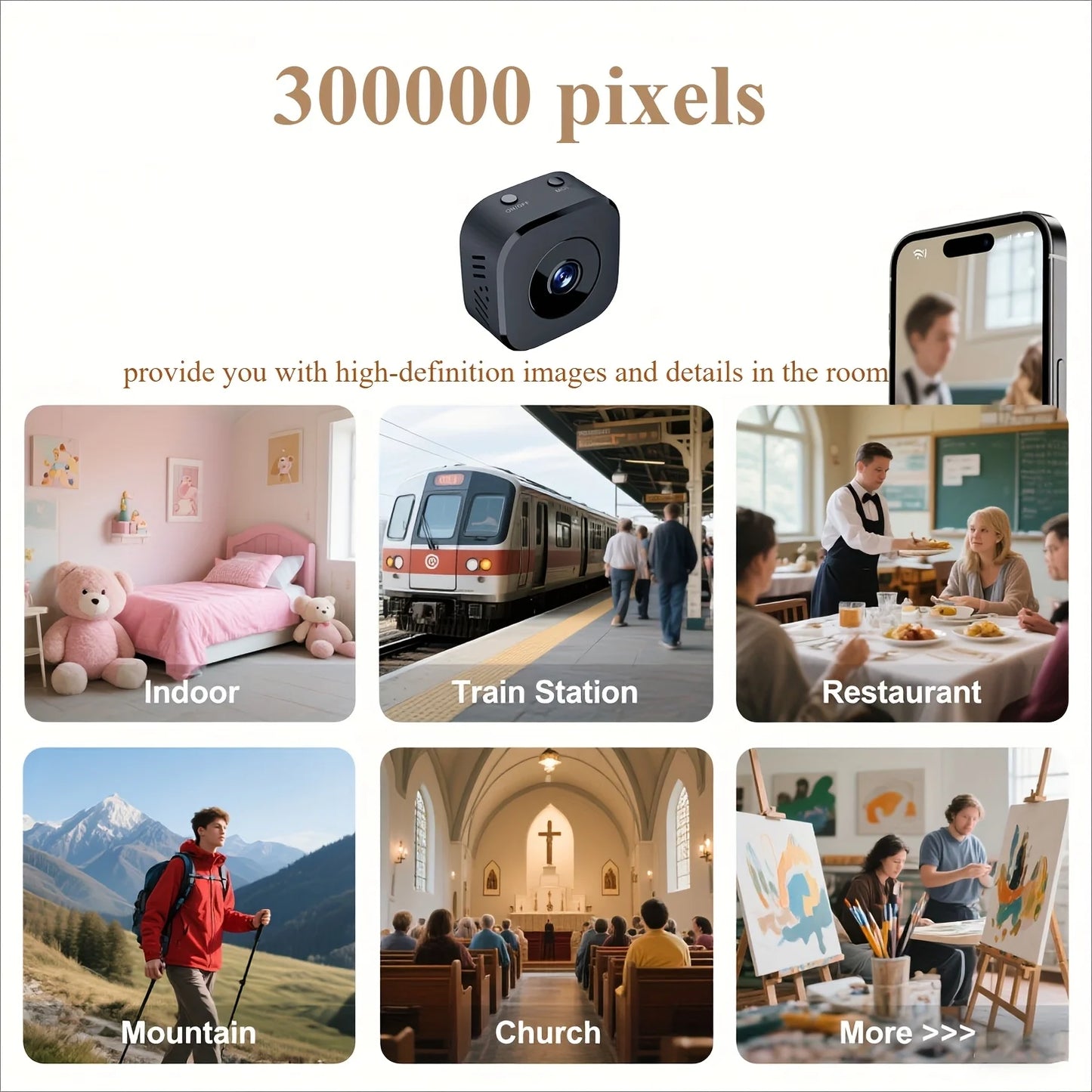 Mini Electronic HD WiFi Security Camera – Full Color Night Vision, Motion Detection & Waterproof (1, 2 or 3 Pack)