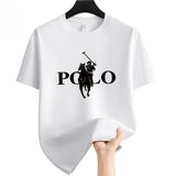Men's Summer Fashion Brand Clothing Ralph Laurent polo Casual Business Shorts  Loose Sleeve Versatile Round Neck T-Shirt  Breathable T-Shirt