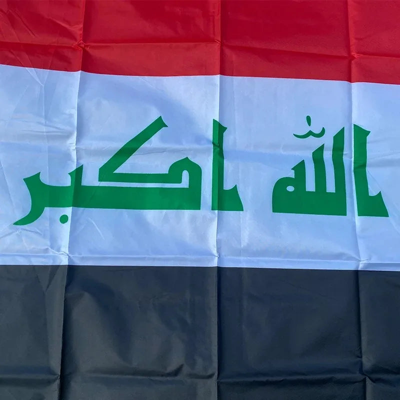 FlagGo Iraq National Flag 150x90cm 3x5 FT Red White Black Stripes Green Stars Polyester Double Stitched Outdoor Indoor Decor