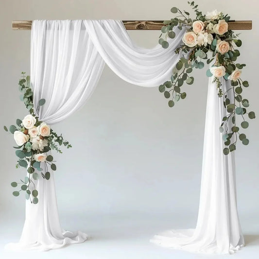 White Wedding 75cm X 6M Tulle Arch Draping Fabric Backdrop 28.7" X 20FT Sheer Drapes Fabric for Wedding Ceremony Birthday Party