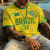 Brazil 2026 Football Jersey – Classic Short Sleeve Sports T-Shirt for Men (10 Colors, XXS-6XL)