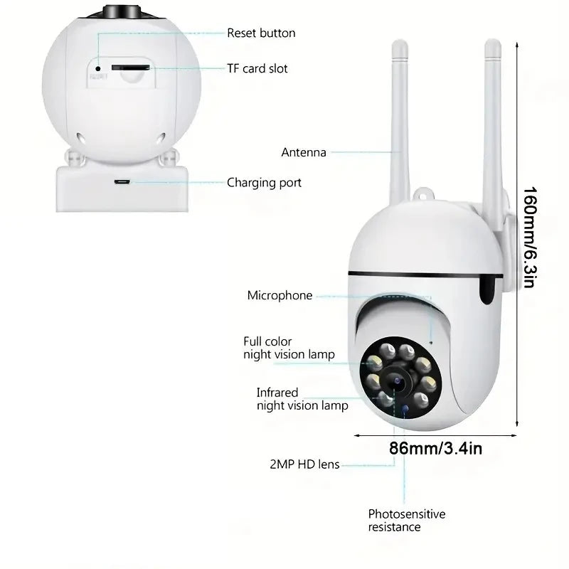A7 Electronic WiFi Home Security Camera – 1080P 360° with Night Vision, Two-Way Audio & Motion Detection