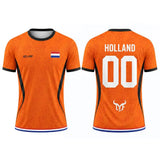 Netherlands Flag Print Football Jersey Outdoor Casual Breathable Short Sleeve Tops Summer Men Gym Sports Training Soccer T-shirt