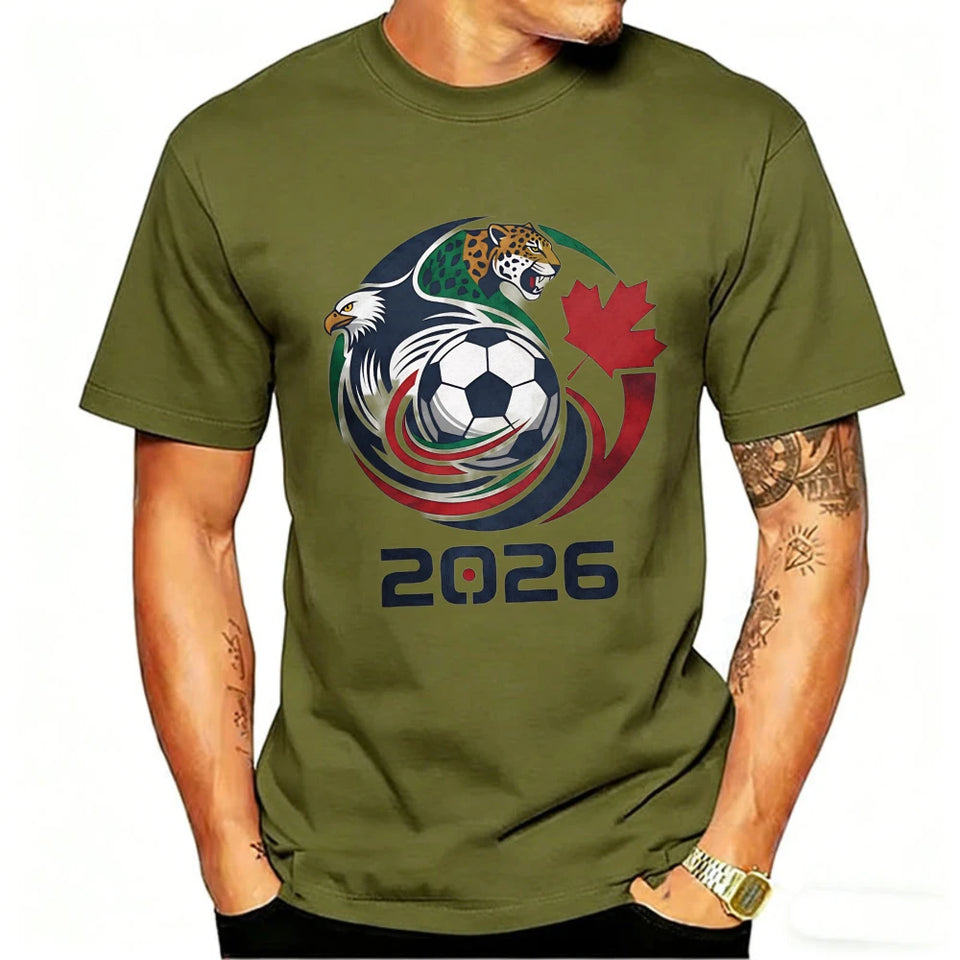 World Cup 2026 Soccer T-Shirt – USA Canada Mexico | Eagle & Jaguar Graphic Tee | XS to XXXL
