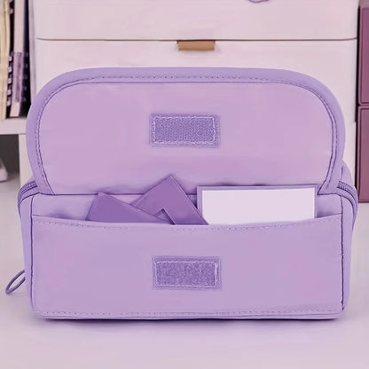 Pencil Case Organizer - Multi-Compartment Desktop Storage for School & Office Supplies ( Pink/Purple/Black)