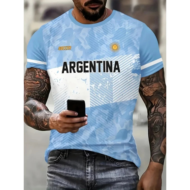 Argentina Flag T-Shirt – 3D Print | Loose Fit | Kids & Adults | 100cm to 6XL