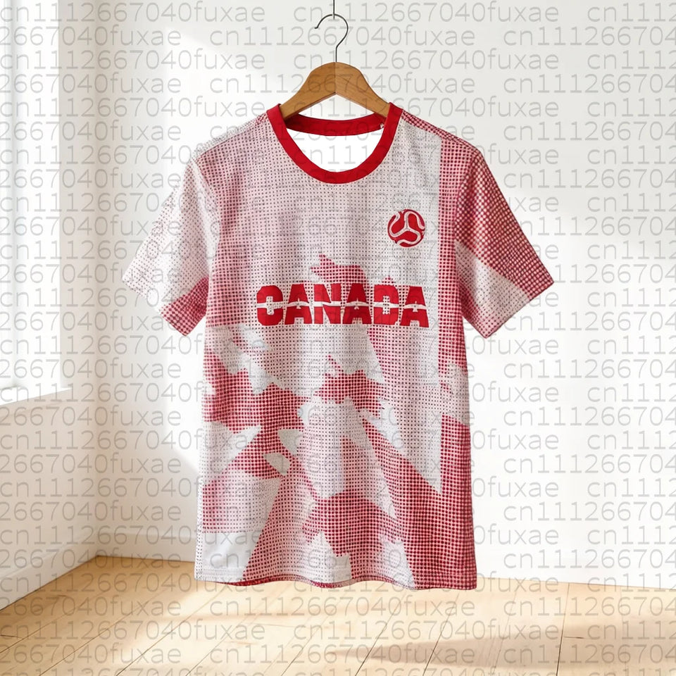 2026 Canada Football Jersey Sports Casual T-Shirt Breathable Quick Dry Elastic Daily Training Top for Family Matching Kids Tops