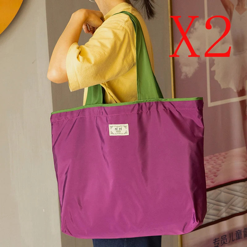 Reusable Home Shopping Bag – Foldable Drawstring Eco-Friendly Tote in 4 Colors (S & L)