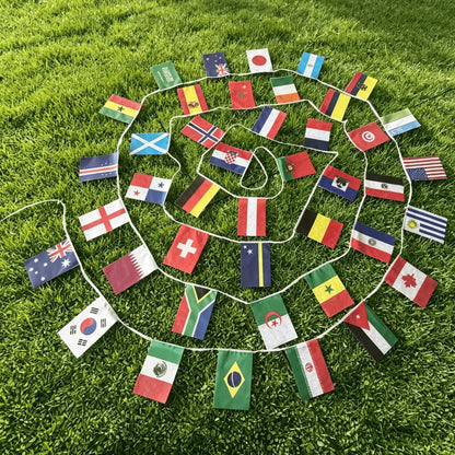 World Cup 2026 Country Flags Bunting – 32 or 48 Nations | 14x21cm | Bar & Party Decoration