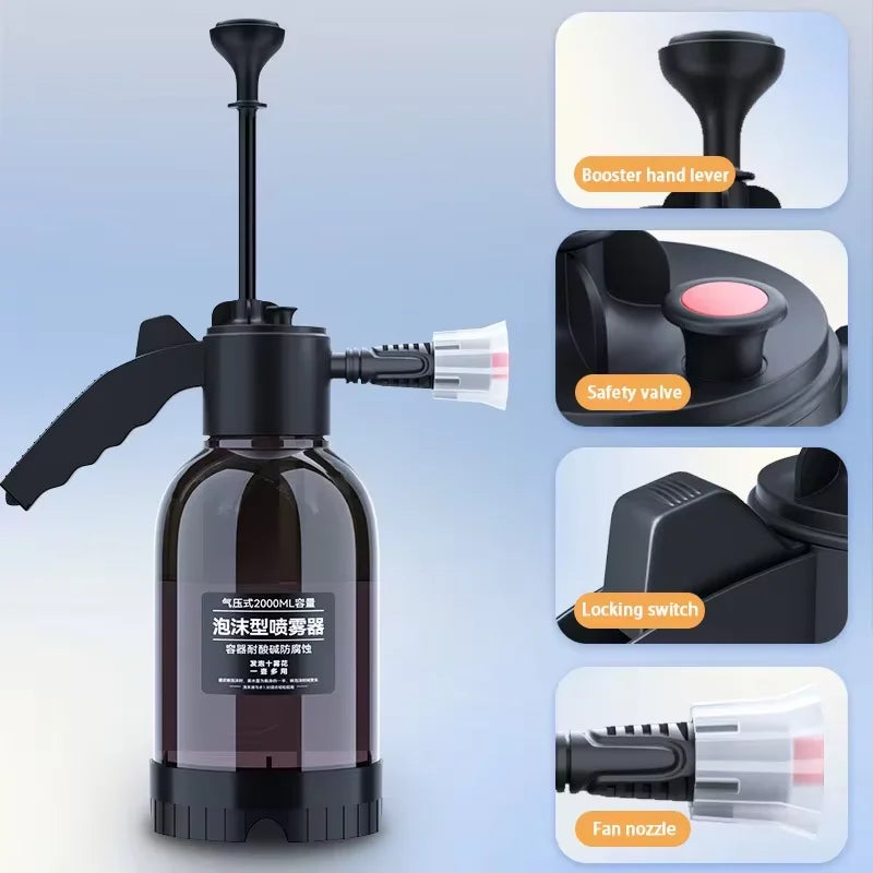 2L Pneumatic Foam Sprayer – Handheld High Pressure Car Wash & Home Disinfectant Bottle