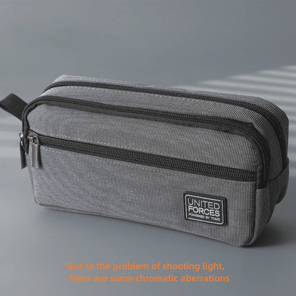 portable three-layer large capacity pencil bag boy canvas pen case school office supplies storage bag waterproof stationery bag