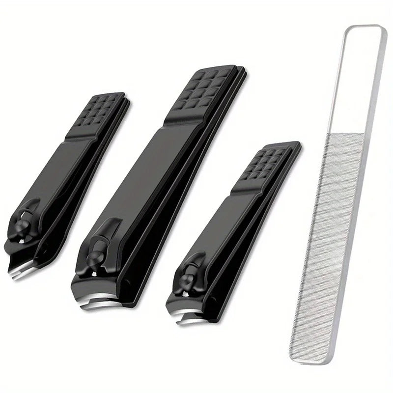 black stainless steel nail clipper with nano glass file polishing nail file manicure tool set