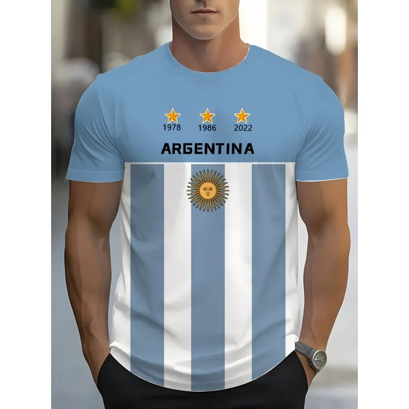 Argentina Flag T-Shirt – 3D Print | Loose Fit | Kids & Adults | 100cm to 6XL