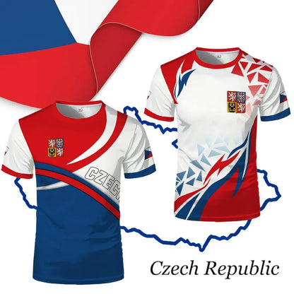 Czech Republic Flag T-Shirt – 3D Print Football Jersey | Unisex | XXS to 6XL