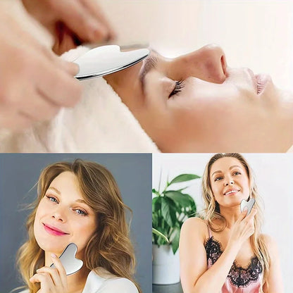 Gua Sha Acier Inoxydable Rafraîchissant – Massage Visage & Mâchoire