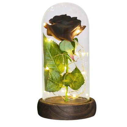 Galaxy preserved rose gift with shimmering petals inside glass dome